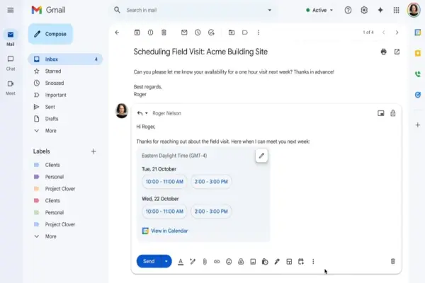 Gmail có thư ký AI để lên lịch cuộc họp cho bạn trong Lịch